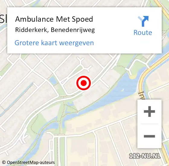 Locatie op kaart van de 112 melding: Ambulance Met Spoed Naar Ridderkerk, Benedenrijweg op 20 april 2024 11:33