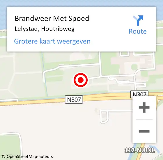 Locatie op kaart van de 112 melding: Brandweer Met Spoed Naar Lelystad, Houtribweg op 20 april 2024 12:03