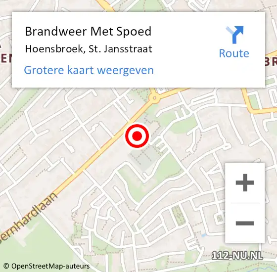 Locatie op kaart van de 112 melding: Brandweer Met Spoed Naar Hoensbroek, St. Jansstraat op 20 april 2024 12:22