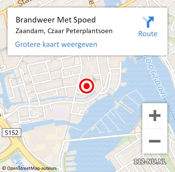 Locatie op kaart van de 112 melding: Brandweer Met Spoed Naar Zaandam, Czaar Peterplantsoen op 20 april 2024 12:43