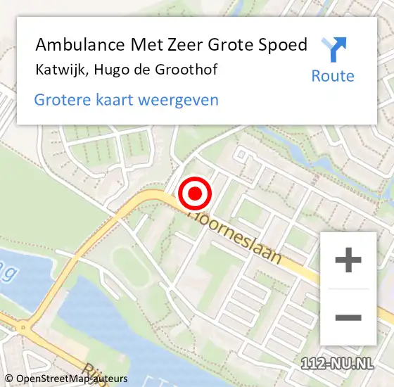 Locatie op kaart van de 112 melding: Ambulance Met Zeer Grote Spoed Naar Katwijk, Hugo de Groothof op 20 april 2024 13:05