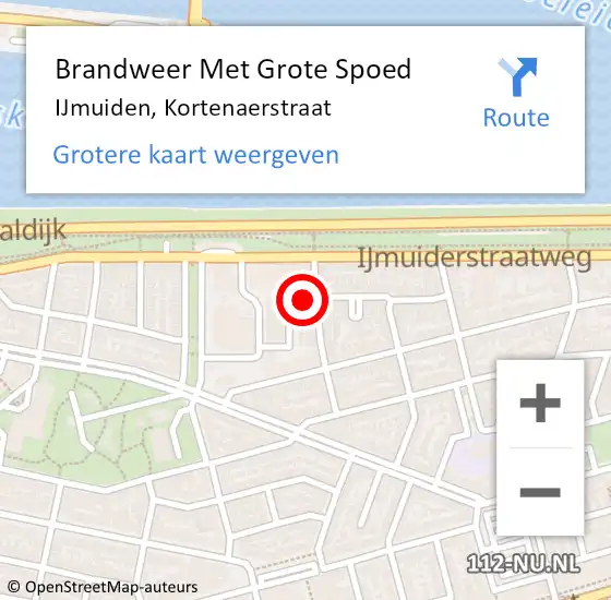 Locatie op kaart van de 112 melding: Brandweer Met Grote Spoed Naar IJmuiden, Kortenaerstraat op 20 april 2024 13:06