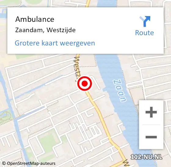 Locatie op kaart van de 112 melding: Ambulance Zaandam, Westzijde op 20 april 2024 13:11