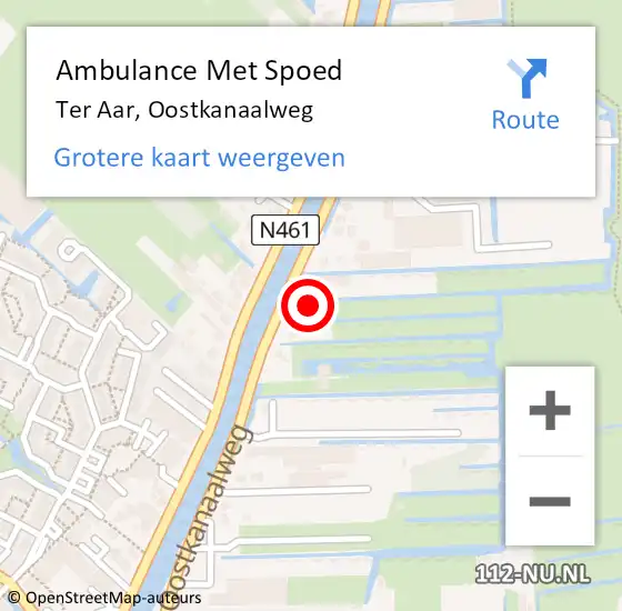 Locatie op kaart van de 112 melding: Ambulance Met Spoed Naar Ter Aar, Oostkanaalweg op 3 oktober 2014 07:20