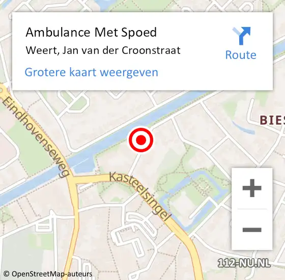 Locatie op kaart van de 112 melding: Ambulance Met Spoed Naar Weert, Jan van der Croonstraat op 20 april 2024 13:25