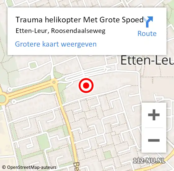 Locatie op kaart van de 112 melding: Trauma helikopter Met Grote Spoed Naar Etten-Leur, Roosendaalseweg op 20 april 2024 13:29
