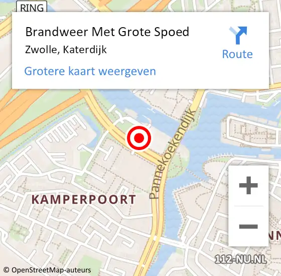 Locatie op kaart van de 112 melding: Brandweer Met Grote Spoed Naar Zwolle, Katerdijk op 20 april 2024 13:46