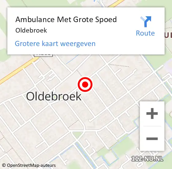 Locatie op kaart van de 112 melding: Ambulance Met Grote Spoed Naar Oldebroek op 20 april 2024 13:53