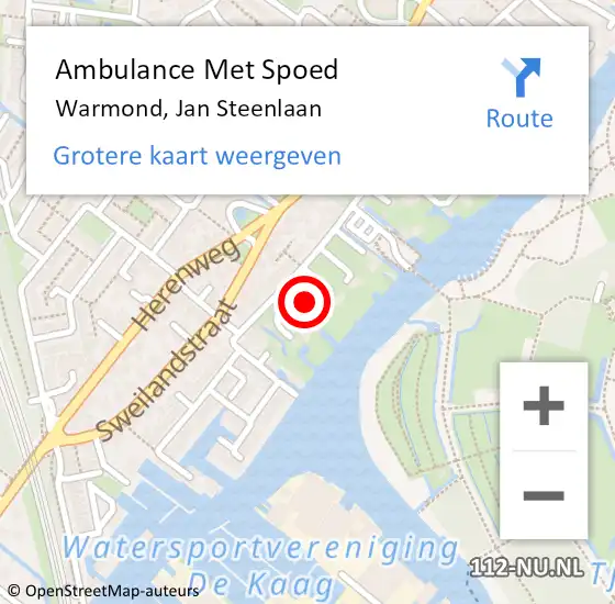 Locatie op kaart van de 112 melding: Ambulance Met Spoed Naar Warmond, Jan Steenlaan op 20 april 2024 13:56