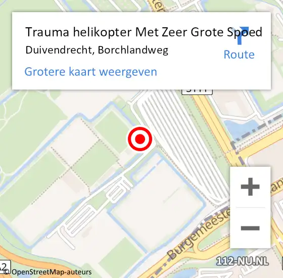 Locatie op kaart van de 112 melding: Trauma helikopter Met Zeer Grote Spoed Naar Duivendrecht, Borchlandweg op 20 april 2024 14:15
