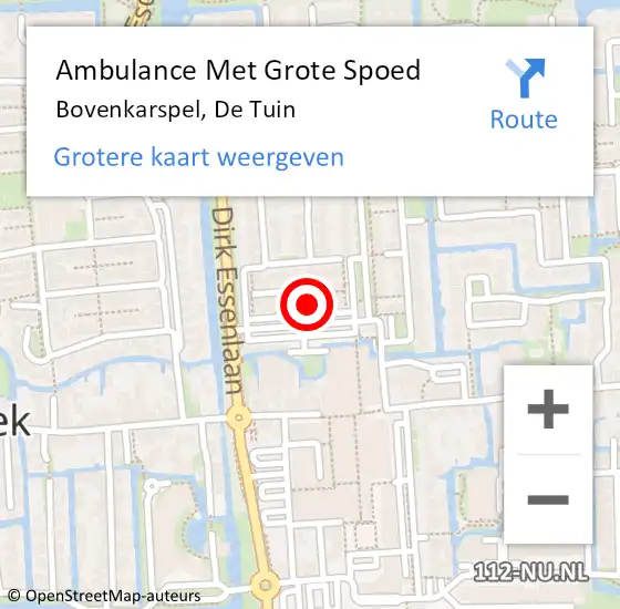 Locatie op kaart van de 112 melding: Ambulance Met Grote Spoed Naar Bovenkarspel, De Tuin op 20 april 2024 14:18