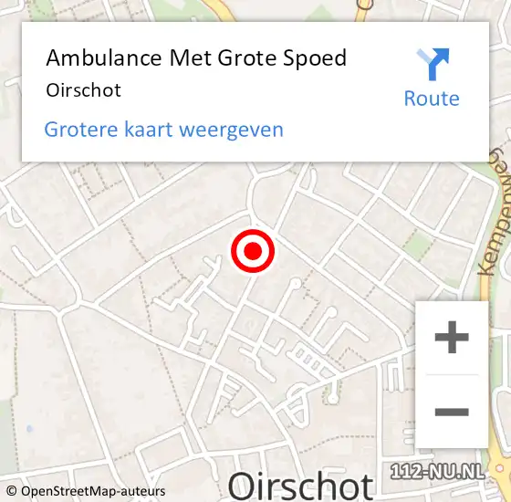 Locatie op kaart van de 112 melding: Ambulance Met Grote Spoed Naar Oirschot op 20 april 2024 14:28