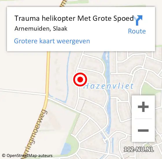 Locatie op kaart van de 112 melding: Trauma helikopter Met Grote Spoed Naar Arnemuiden, Slaak op 20 april 2024 14:35