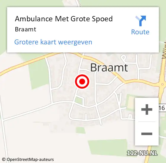 Locatie op kaart van de 112 melding: Ambulance Met Grote Spoed Naar Braamt op 20 april 2024 14:53