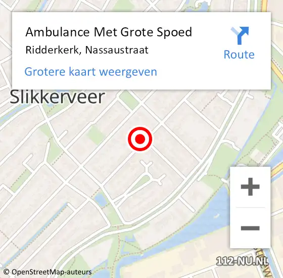 Locatie op kaart van de 112 melding: Ambulance Met Grote Spoed Naar Ridderkerk, Nassaustraat op 20 april 2024 15:04