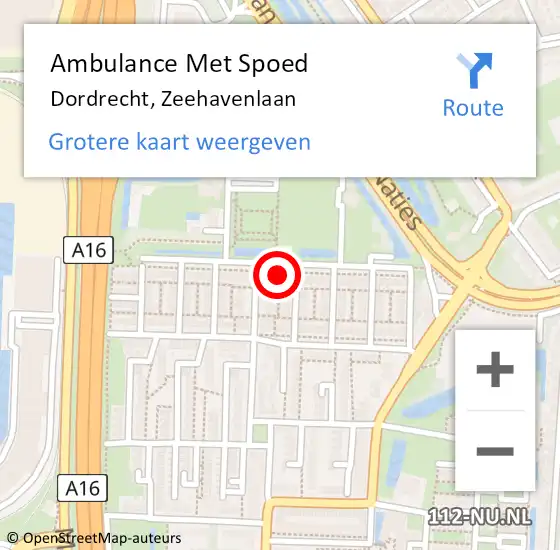 Locatie op kaart van de 112 melding: Ambulance Met Spoed Naar Dordrecht, Zeehavenlaan op 20 april 2024 15:16