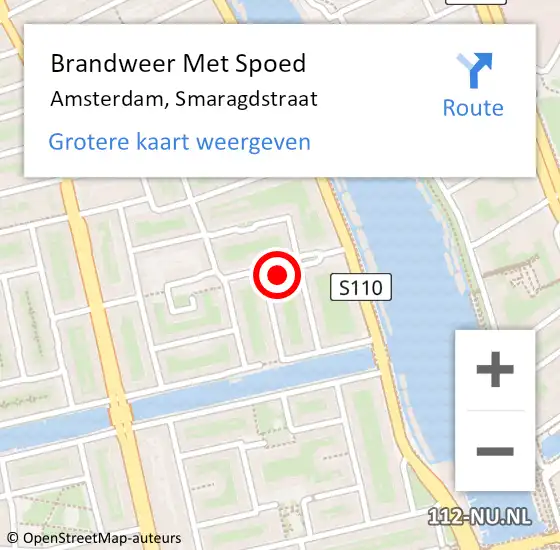 Locatie op kaart van de 112 melding: Brandweer Met Spoed Naar Amsterdam, Smaragdstraat op 20 april 2024 15:23