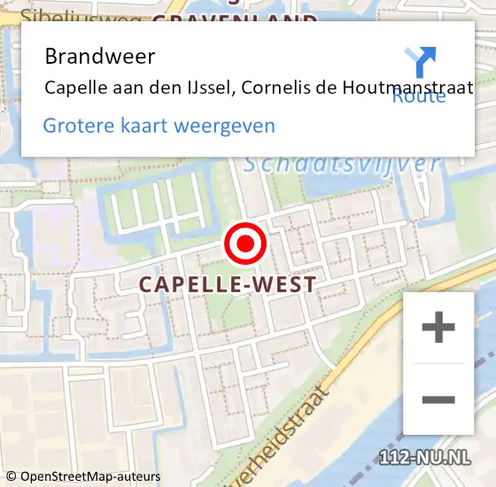 Locatie op kaart van de 112 melding: Brandweer Capelle aan den IJssel, Cornelis de Houtmanstraat op 20 april 2024 15:44