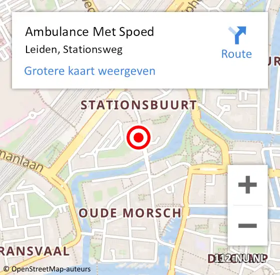 Locatie op kaart van de 112 melding: Ambulance Met Spoed Naar Leiden, Stationsweg op 20 april 2024 15:44