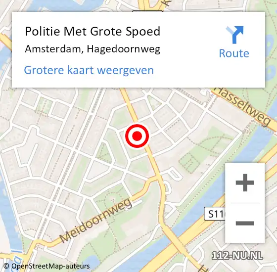 Locatie op kaart van de 112 melding: Politie Met Grote Spoed Naar Amsterdam, Hagedoornweg op 20 april 2024 16:54