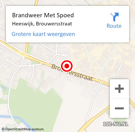 Locatie op kaart van de 112 melding: Brandweer Met Spoed Naar Heeswijk, Brouwersstraat op 20 april 2024 17:02