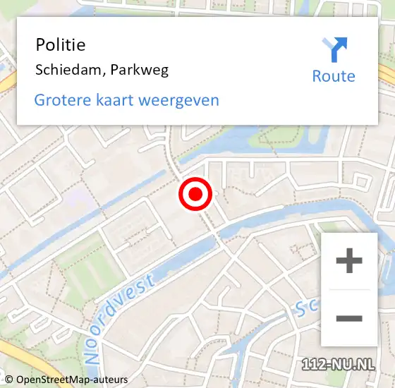 Locatie op kaart van de 112 melding: Politie Schiedam, Parkweg op 20 april 2024 17:24