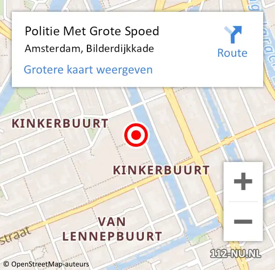 Locatie op kaart van de 112 melding: Politie Met Grote Spoed Naar Amsterdam, Bilderdijkkade op 20 april 2024 17:44