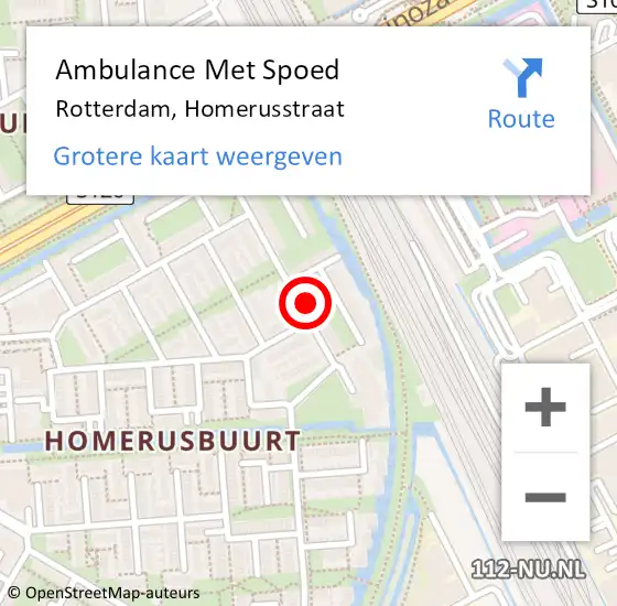 Locatie op kaart van de 112 melding: Ambulance Met Spoed Naar Rotterdam, Homerusstraat op 20 april 2024 17:51
