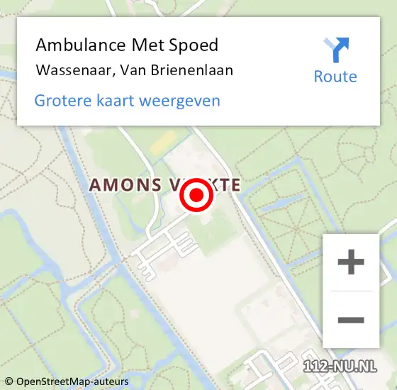 Locatie op kaart van de 112 melding: Ambulance Met Spoed Naar Wassenaar, Van Brienenlaan op 20 april 2024 17:56