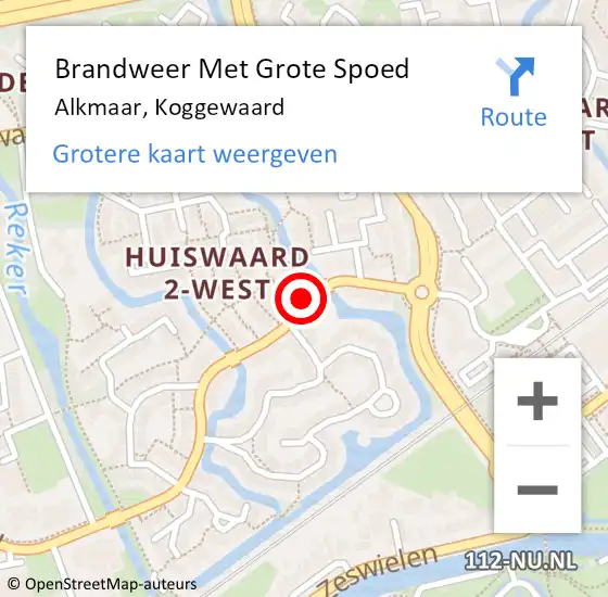 Locatie op kaart van de 112 melding: Brandweer Met Grote Spoed Naar Alkmaar, Koggewaard op 20 april 2024 18:43