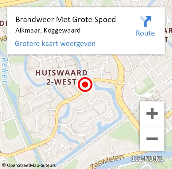 Locatie op kaart van de 112 melding: Brandweer Met Grote Spoed Naar Alkmaar, Koggewaard op 20 april 2024 18:46