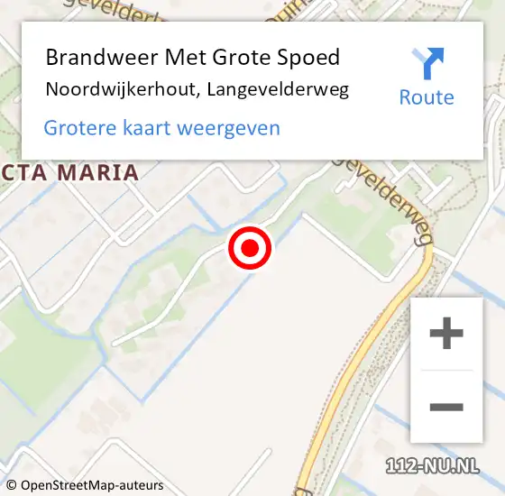 Locatie op kaart van de 112 melding: Brandweer Met Grote Spoed Naar Noordwijkerhout, Langevelderweg op 20 april 2024 19:01