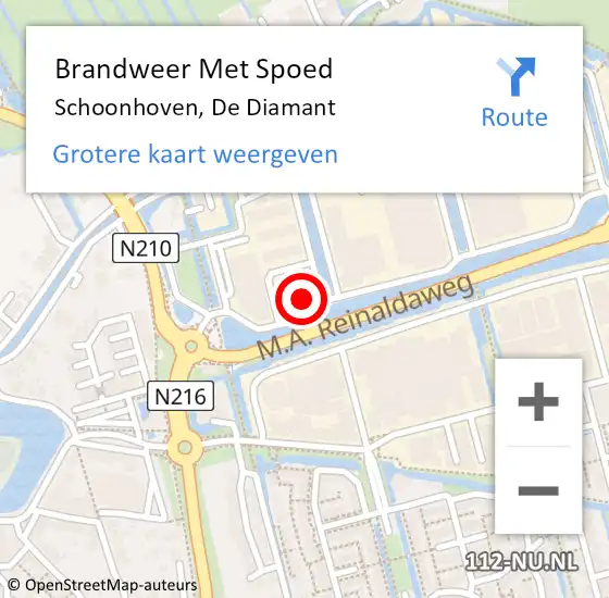 Locatie op kaart van de 112 melding: Brandweer Met Spoed Naar Schoonhoven, De Diamant op 20 april 2024 19:44