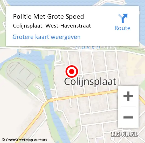 Locatie op kaart van de 112 melding: Politie Met Grote Spoed Naar Colijnsplaat, West-Havenstraat op 20 april 2024 19:47
