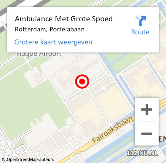 Locatie op kaart van de 112 melding: Ambulance Met Grote Spoed Naar Rotterdam, Portelabaan op 20 april 2024 19:56