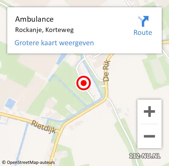 Locatie op kaart van de 112 melding: Ambulance Rockanje, Korteweg op 20 april 2024 20:00