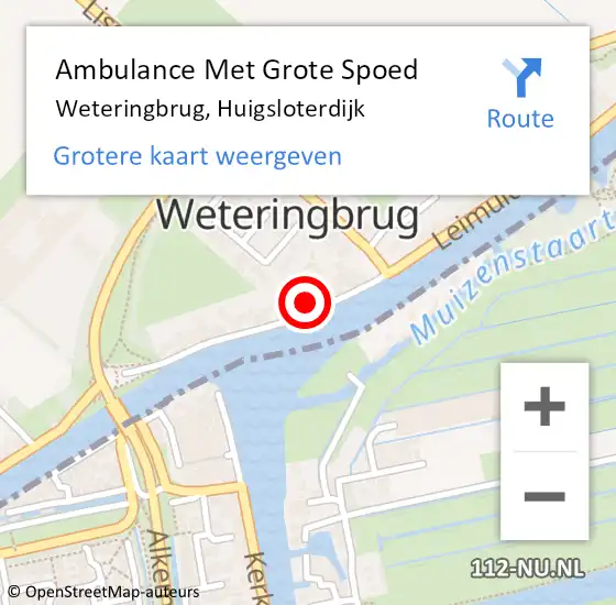 Locatie op kaart van de 112 melding: Ambulance Met Grote Spoed Naar Weteringbrug, Huigsloterdijk op 20 april 2024 20:03