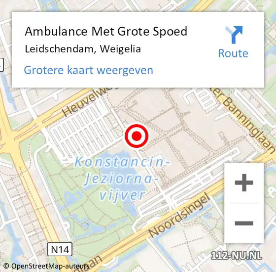 Locatie op kaart van de 112 melding: Ambulance Met Grote Spoed Naar Leidschendam, Weigelia op 20 april 2024 20:04