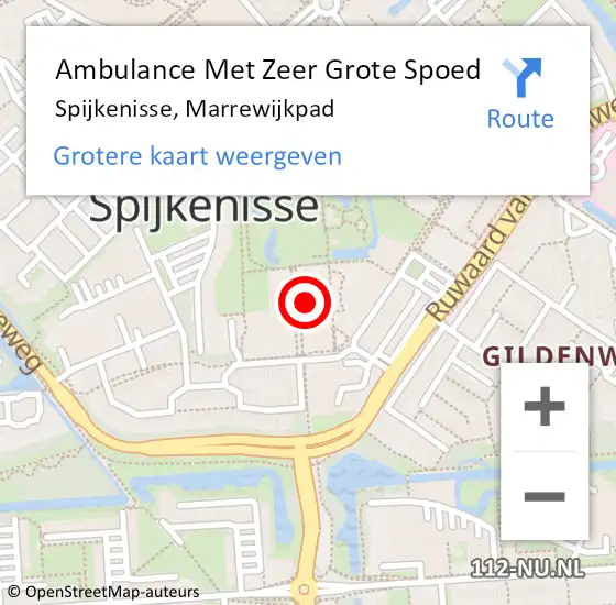Locatie op kaart van de 112 melding: Ambulance Met Zeer Grote Spoed Naar Spijkenisse, Marrewijkpad op 20 april 2024 20:10