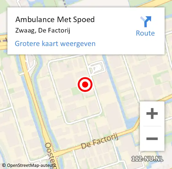 Locatie op kaart van de 112 melding: Ambulance Met Spoed Naar Zwaag, De Factorij op 20 april 2024 20:12