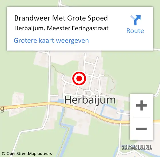 Locatie op kaart van de 112 melding: Brandweer Met Grote Spoed Naar Herbaijum, Meester Feringastraat op 20 april 2024 20:13