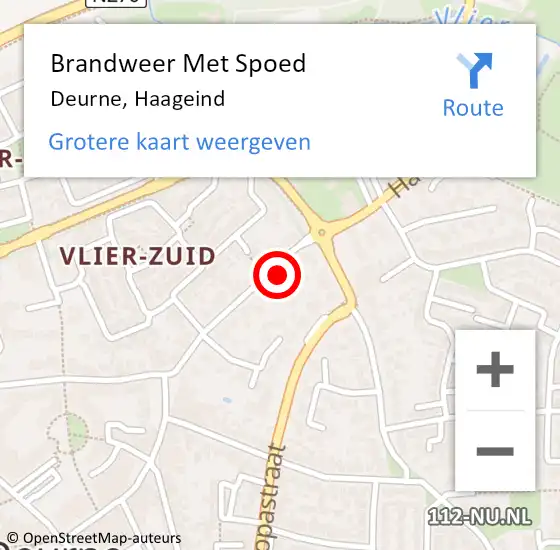 Locatie op kaart van de 112 melding: Brandweer Met Spoed Naar Deurne, Haageind op 20 april 2024 20:21