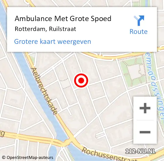 Locatie op kaart van de 112 melding: Ambulance Met Grote Spoed Naar Rotterdam, Ruilstraat op 20 april 2024 20:41