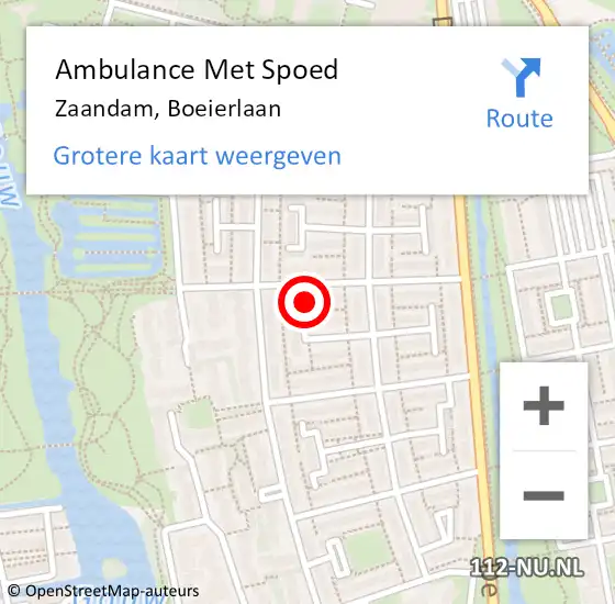 Locatie op kaart van de 112 melding: Ambulance Met Spoed Naar Zaandam, Boeierlaan op 20 april 2024 22:10