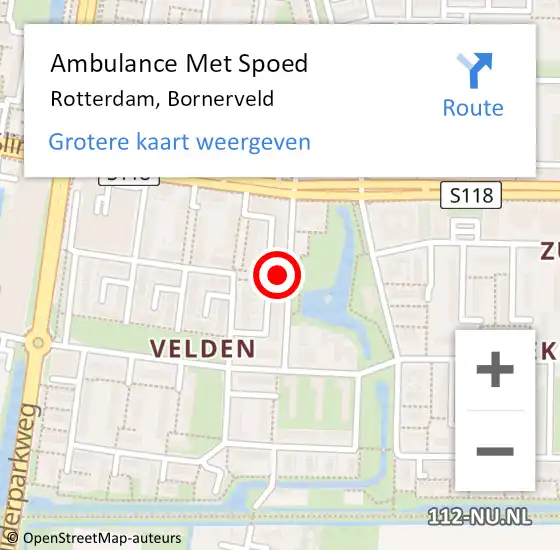Locatie op kaart van de 112 melding: Ambulance Met Spoed Naar Rotterdam, Bornerveld op 20 april 2024 22:26