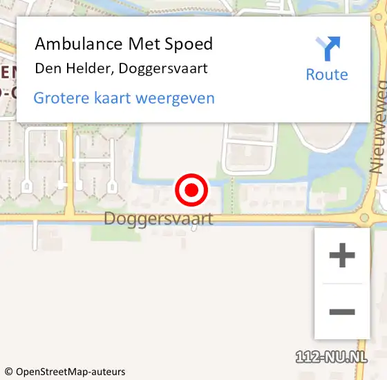 Locatie op kaart van de 112 melding: Ambulance Met Spoed Naar Den Helder, Doggersvaart op 20 april 2024 22:31