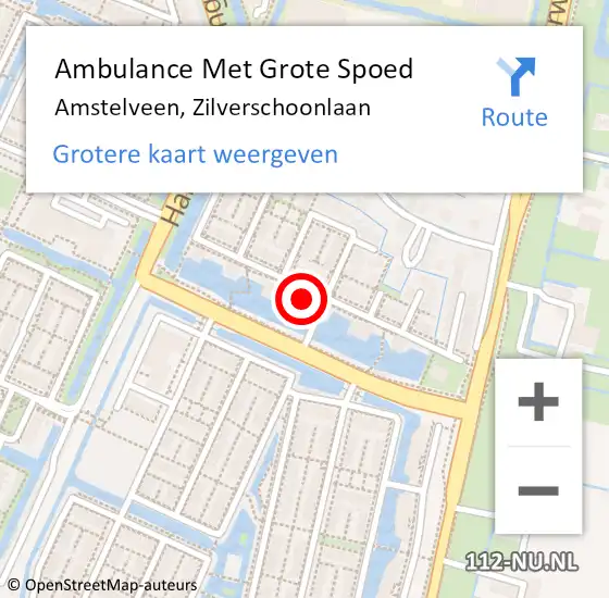 Locatie op kaart van de 112 melding: Ambulance Met Grote Spoed Naar Amstelveen, Zilverschoonlaan op 20 april 2024 22:53