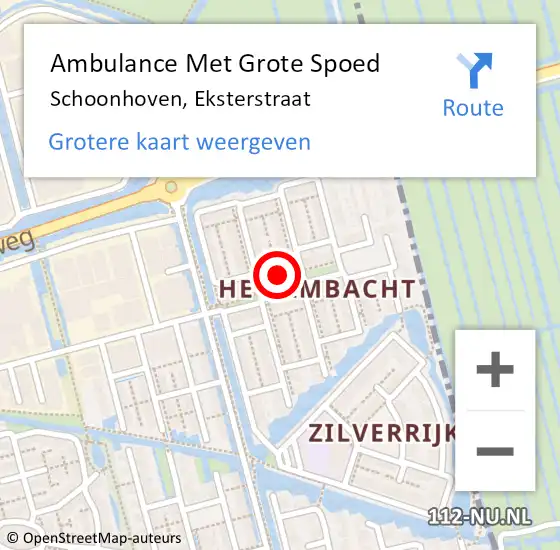 Locatie op kaart van de 112 melding: Ambulance Met Grote Spoed Naar Schoonhoven, Eksterstraat op 20 april 2024 23:01