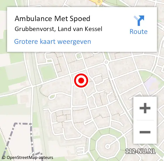 Locatie op kaart van de 112 melding: Ambulance Met Spoed Naar Grubbenvorst, Land van Kessel op 3 oktober 2014 08:36