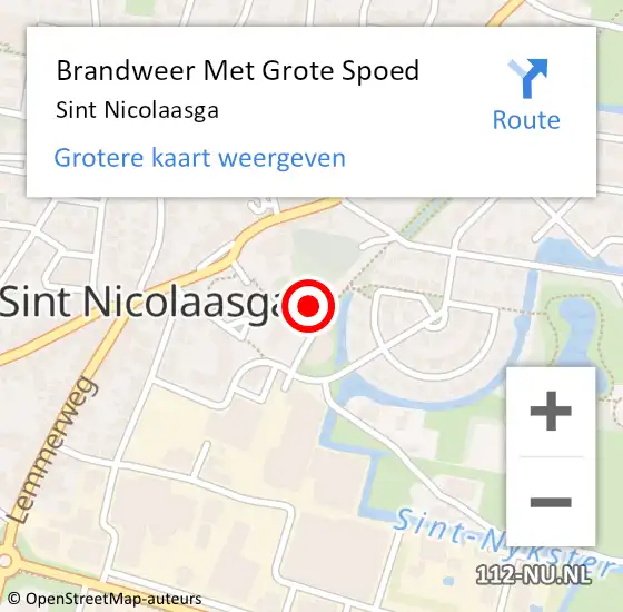 Locatie op kaart van de 112 melding: Brandweer Met Grote Spoed Naar Sint Nicolaasga op 20 april 2024 23:01